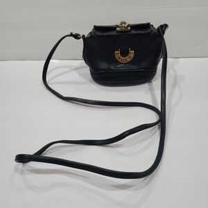 Vintage Legent Elegant Black Leather Crossbody Bag